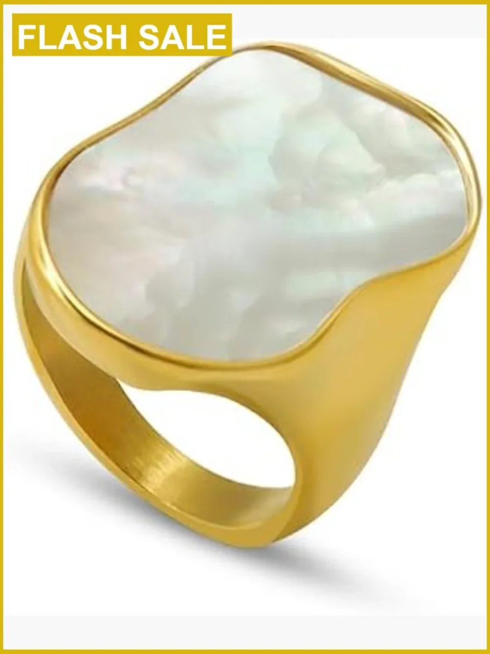 Irregular Mother of Pearl Chunky Signet Ring - Statement Ring for Women